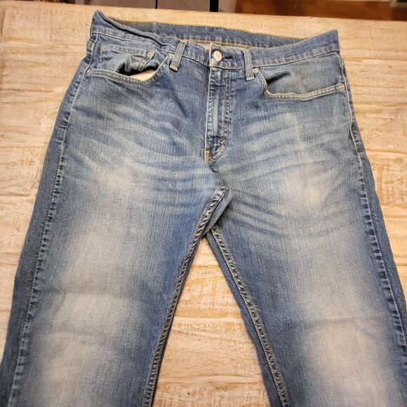Levi 559 Mens 35x31 Blue Relaxed Straight Leg Jeans Distressed - Picture 2 of 12